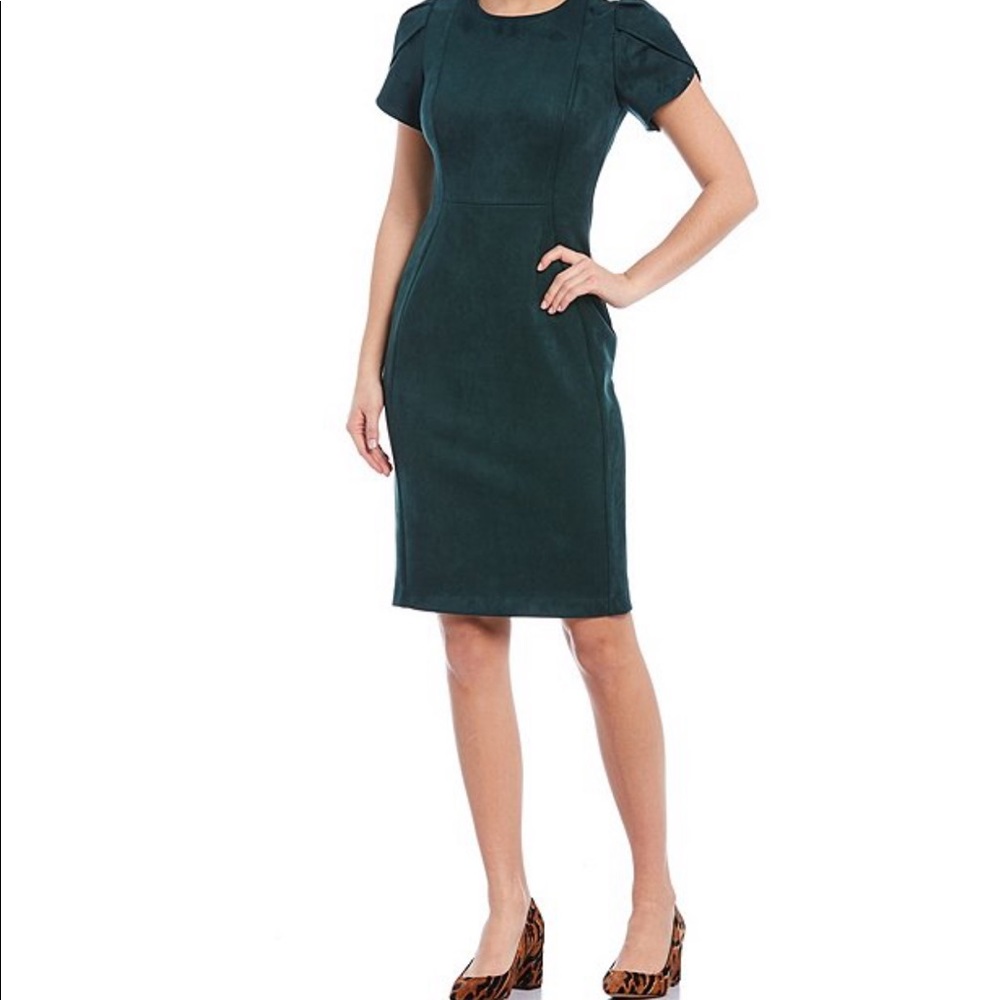 NWT Calvin Klein Tulip Sleeve Suede Sheath Dress 8